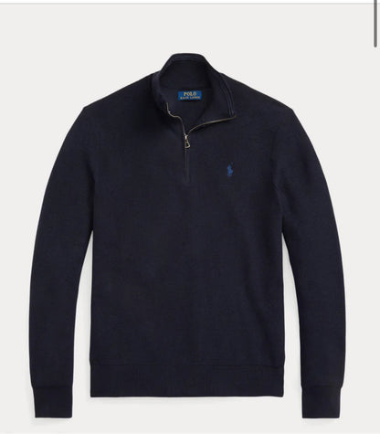 Polo Ralph Lauren Mesh-Knit Cotton Quater Zip Sweater