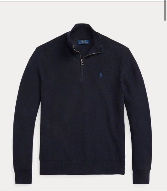 Polo Ralph Lauren Mesh-Knit Cotton Quater Zip Sweater